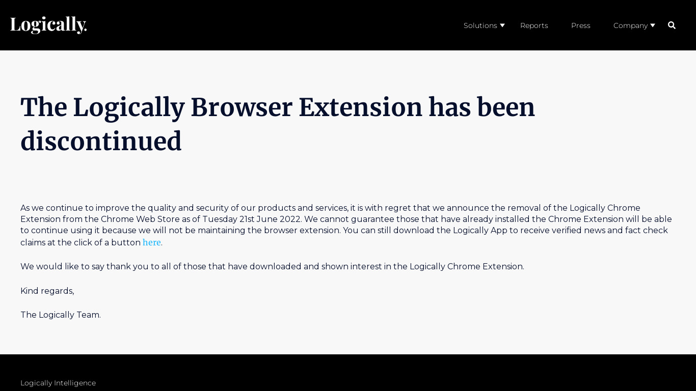 Logically Browser Extension Landing page