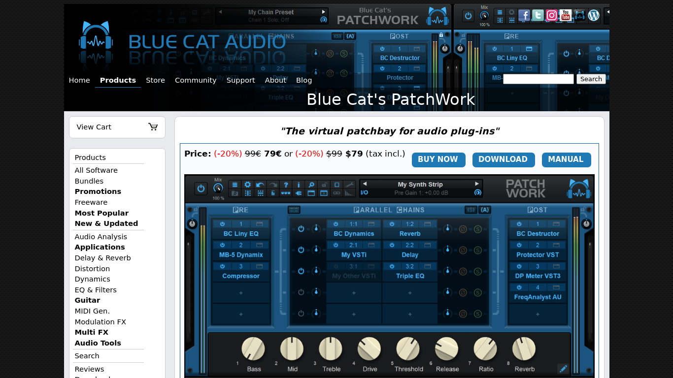 Blue Cat's PatchWork Landing page