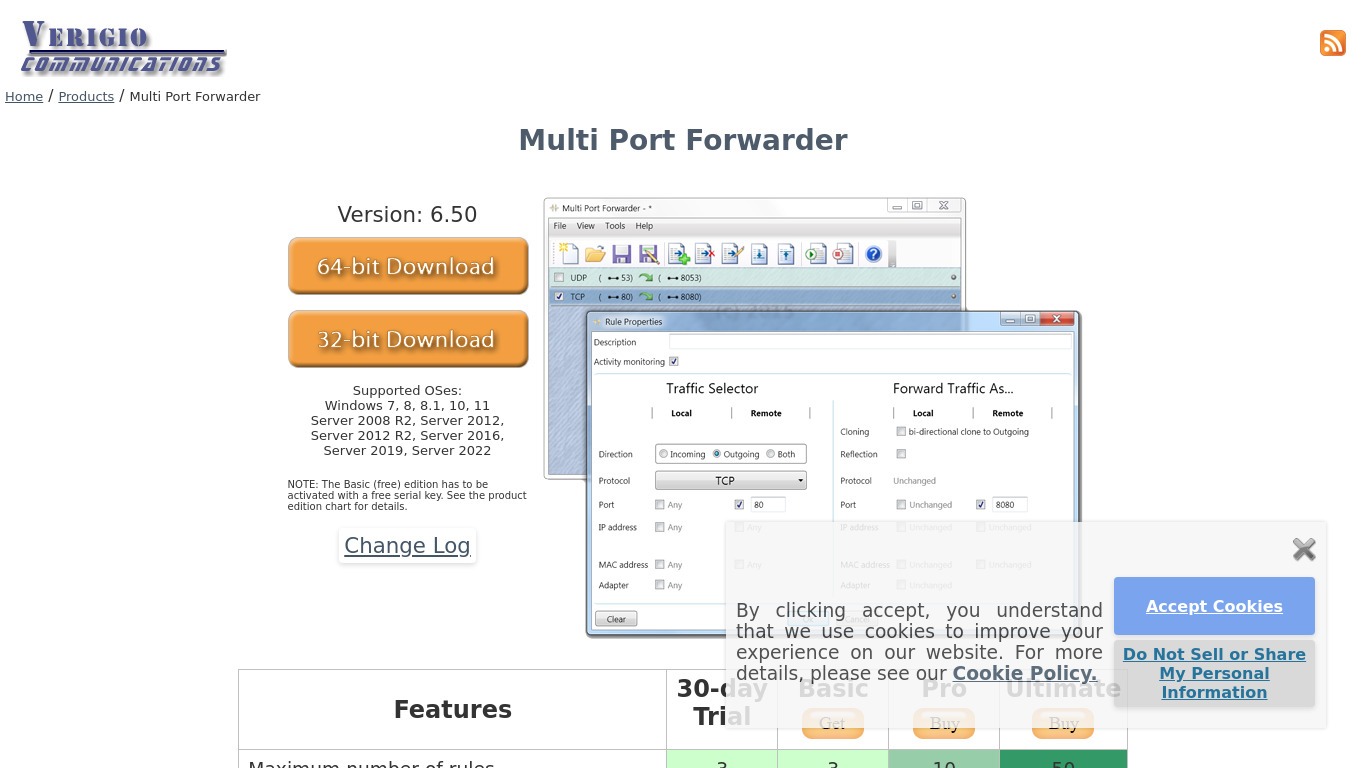 Multi Port Forwarder Landing page