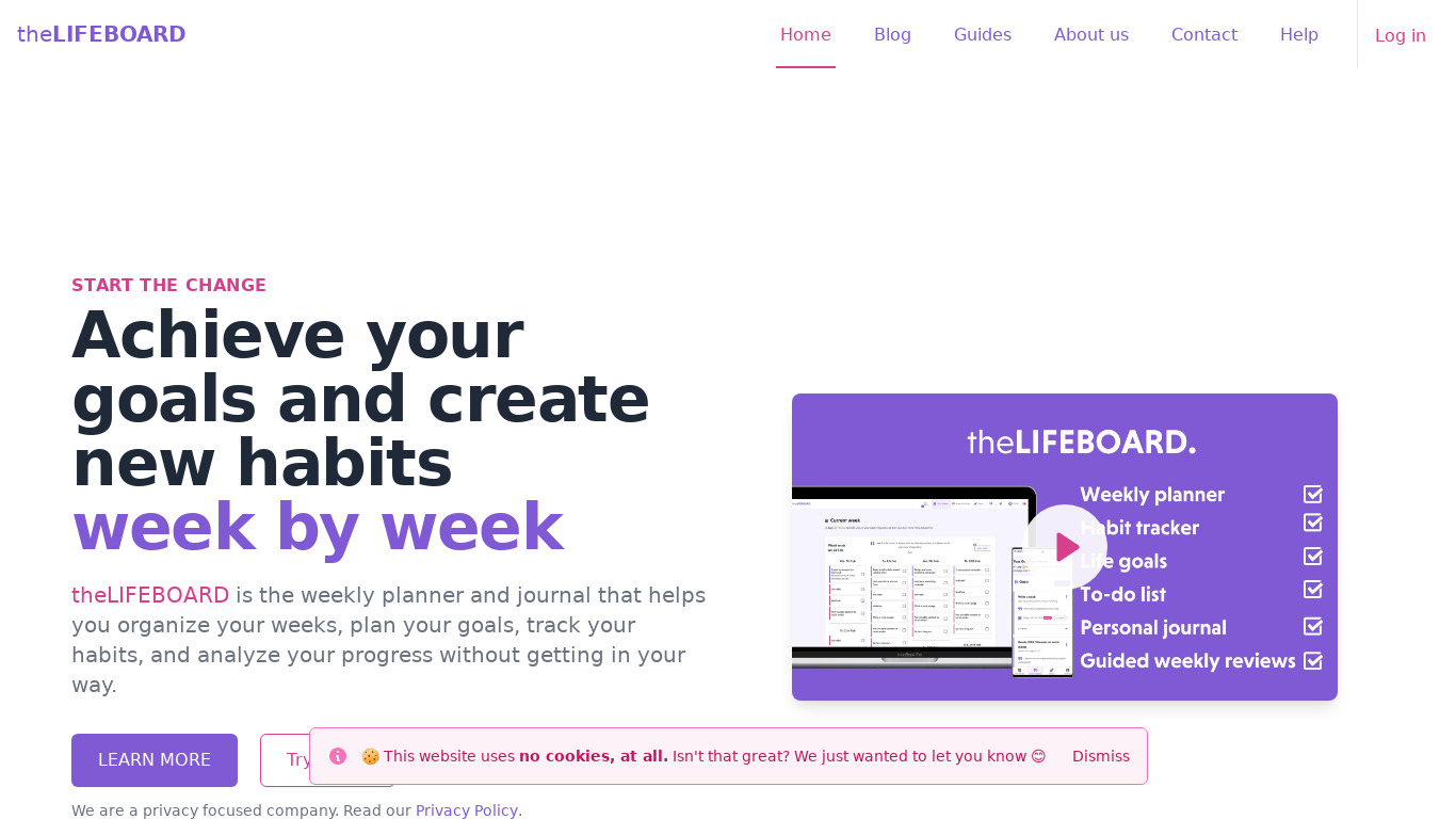 theLIFEBOARD Landing page