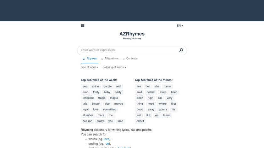 AZRhymes Landing Page