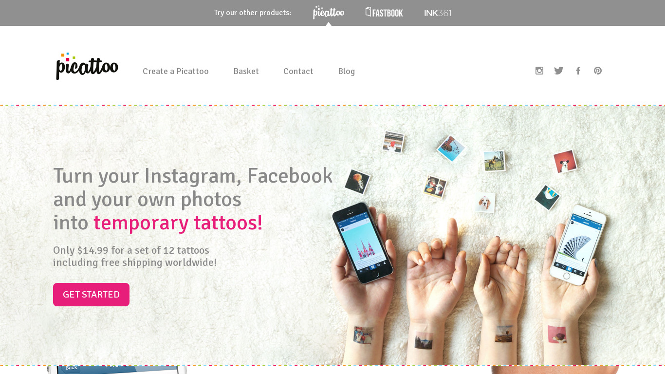 Picattoo Landing page