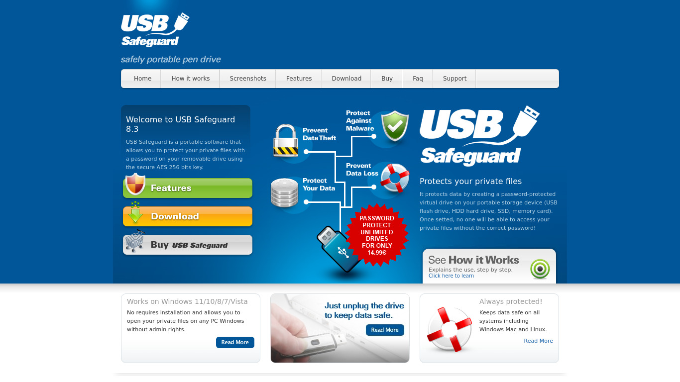 USB Safeguard Landing page