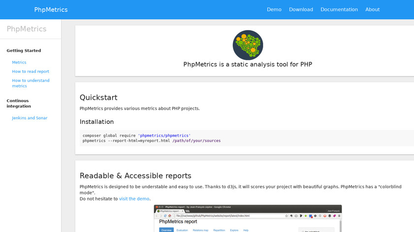 PhpMetrics Landing Page
