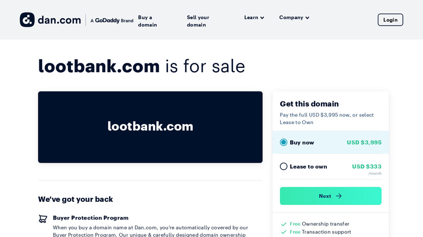 Loot Bank Landing Page