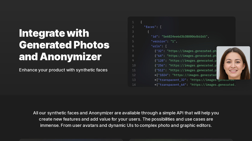Generated Photos API Landing Page