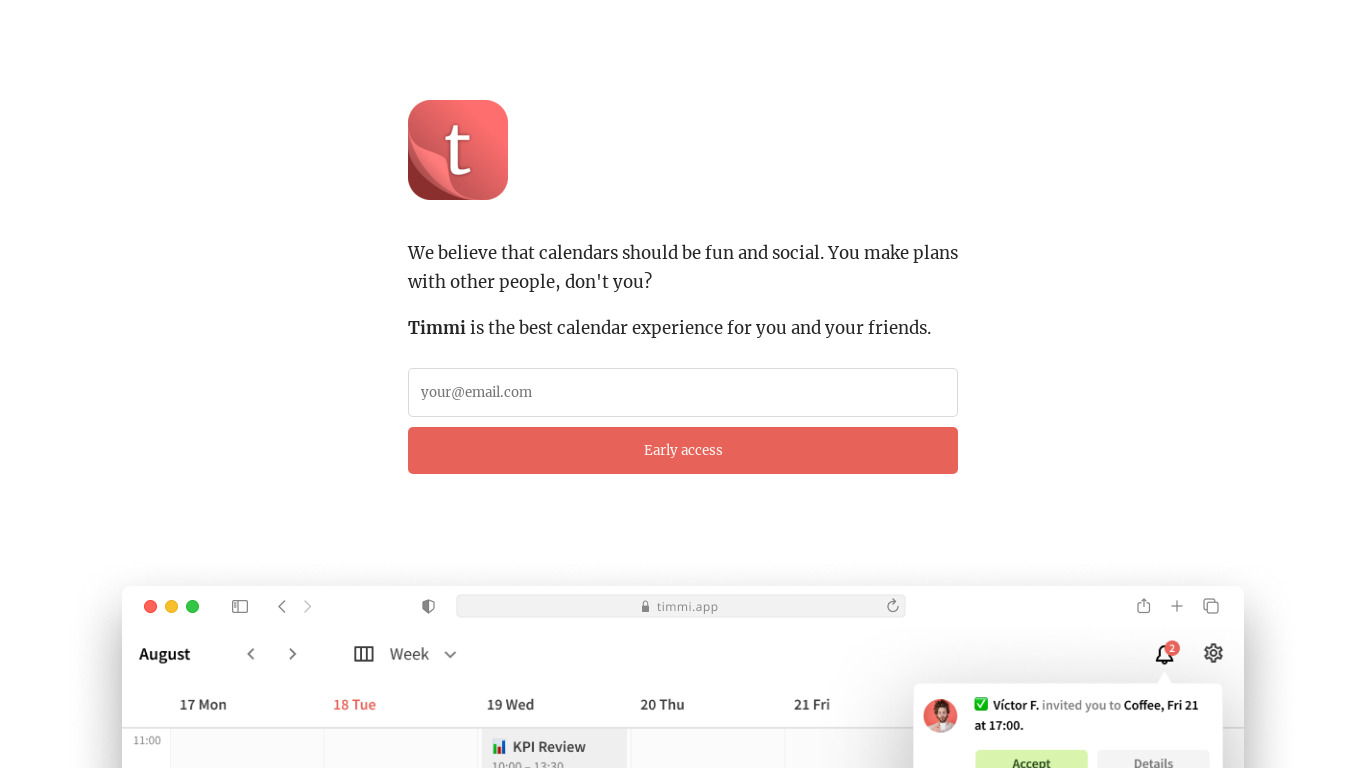 Timmi Landing page