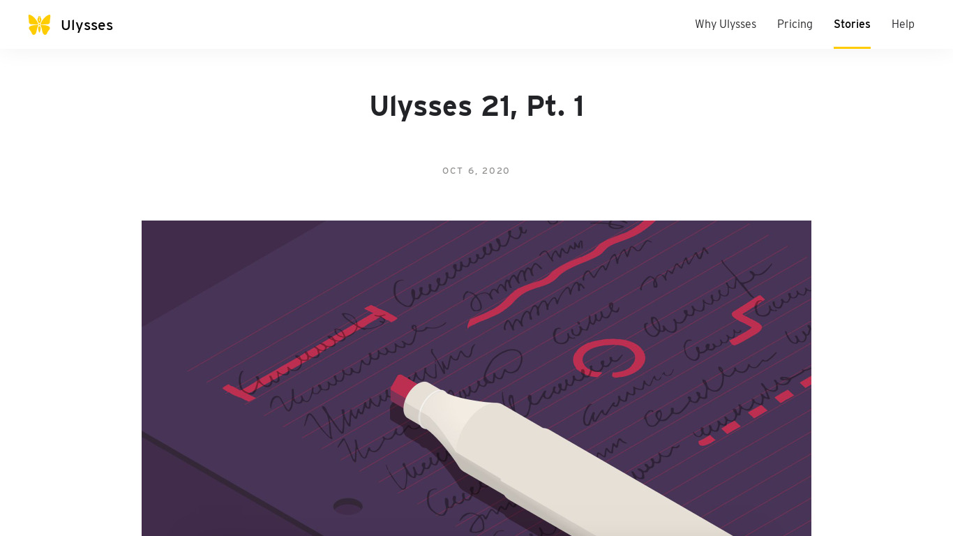 Ulysses 21 for iOS Landing page