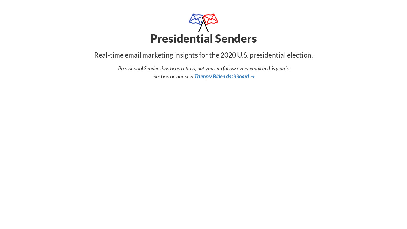 Presidential Senders Landing page
