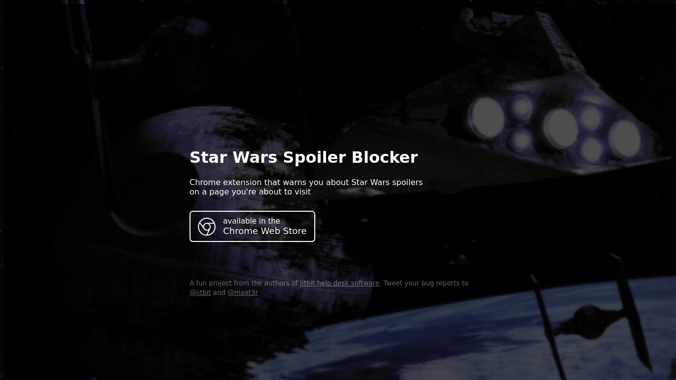 Star Wars Spoiler Blocker Landing page