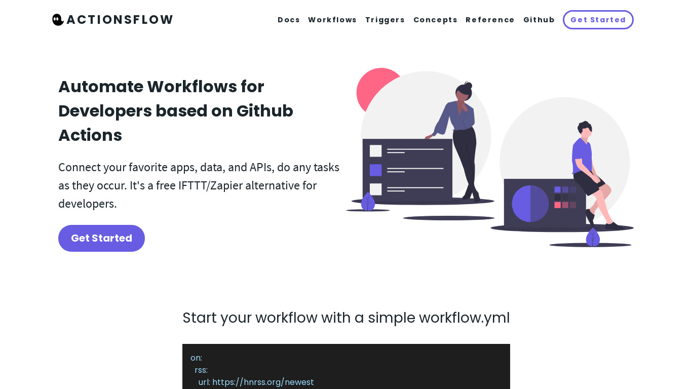 Actionsflow Landing page