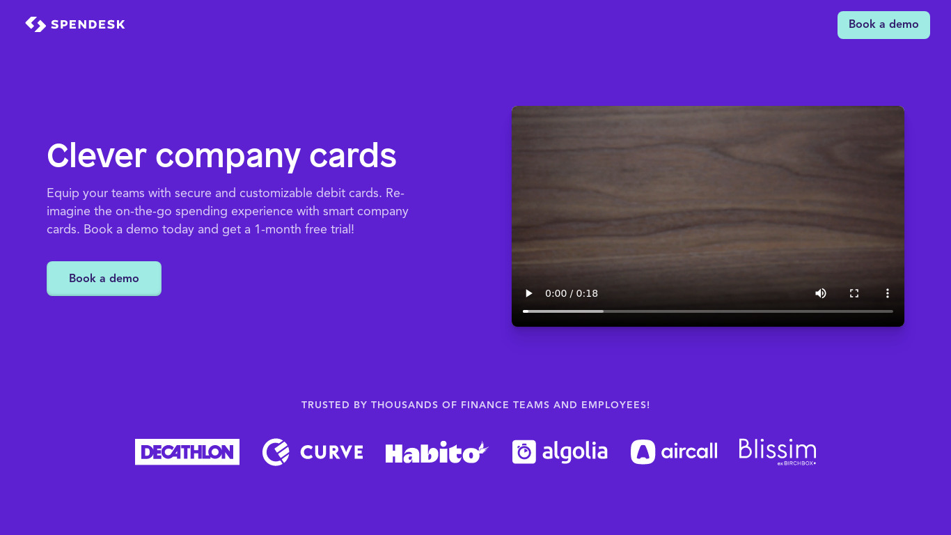 Clever Company Cards by Spendesk Landing page