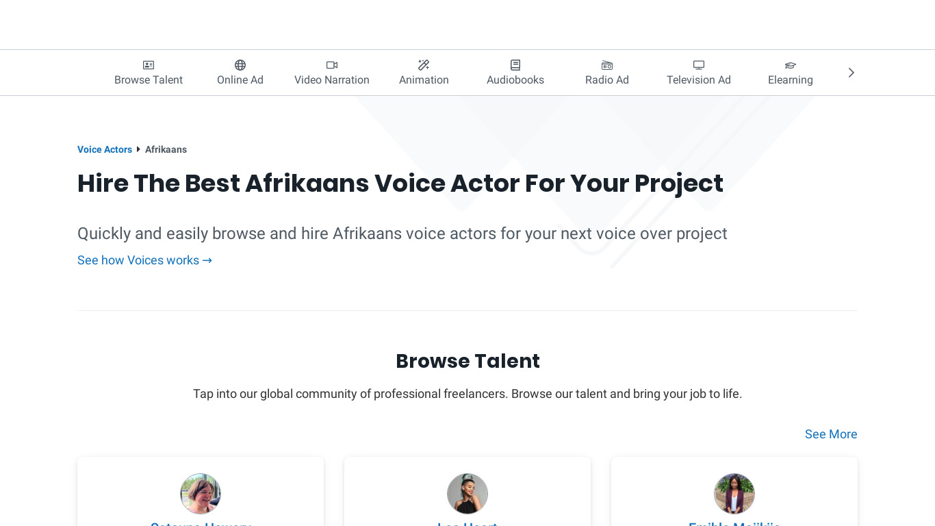 Afrikaans Voicepad Landing page
