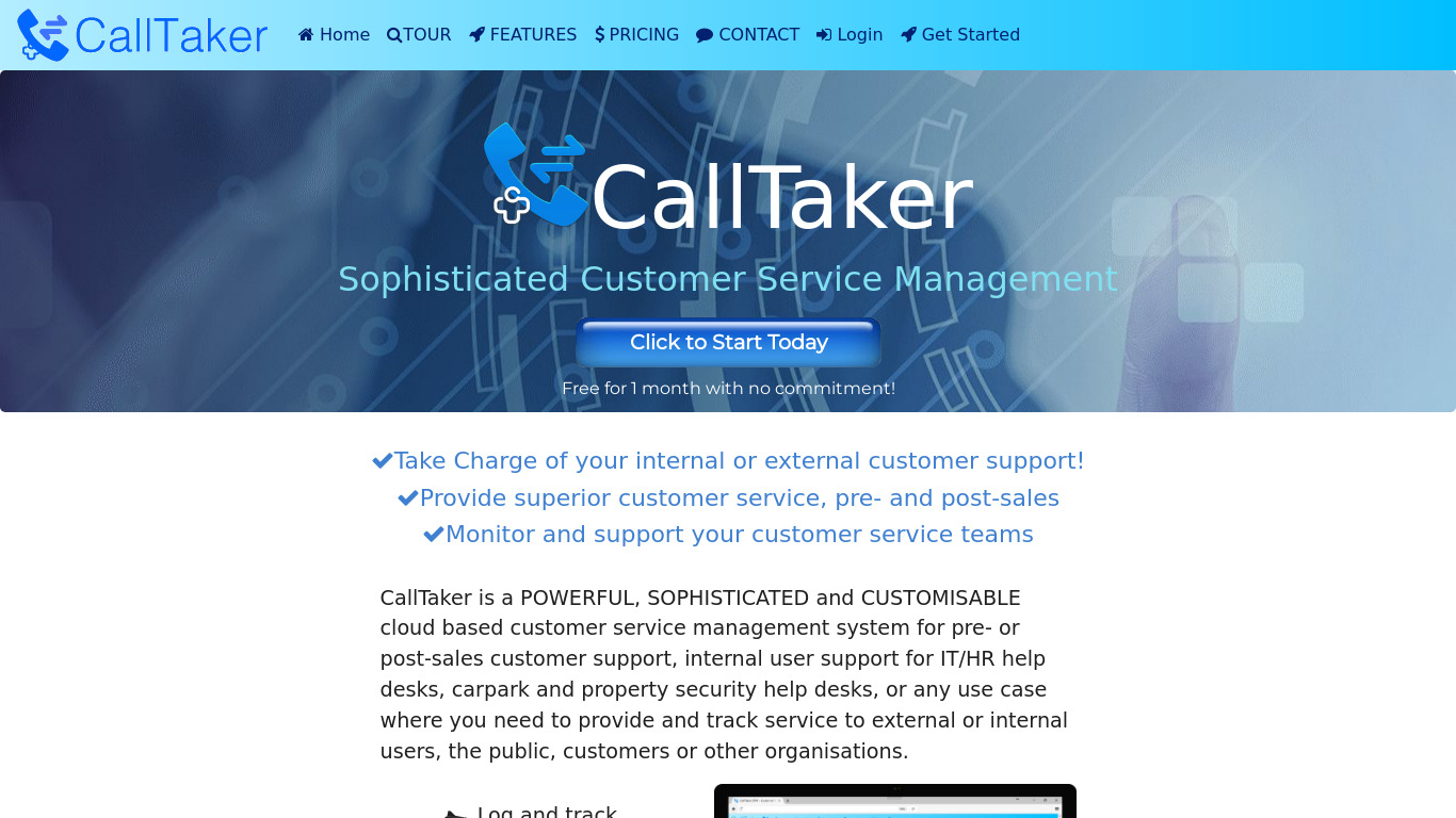 Calltaker.co Landing page