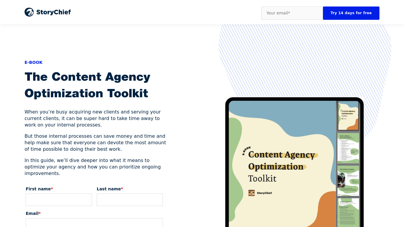Content Agency Optimization Toolkit Landing page