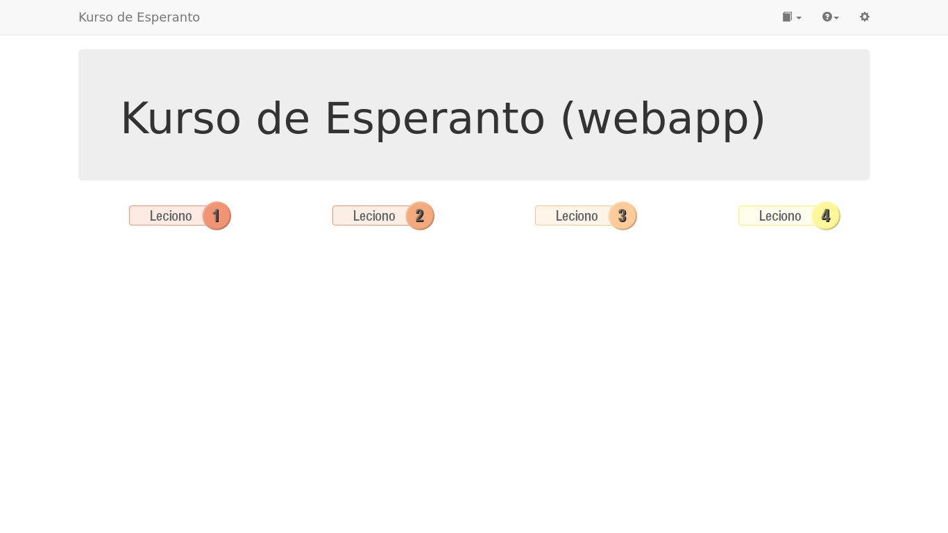 Kurso de Esperanto (webapp) Landing page