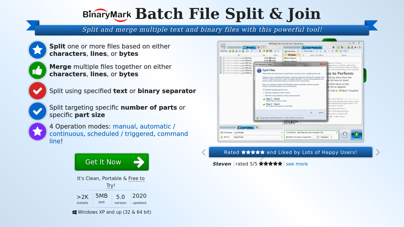Batch File Split & Join Landing page