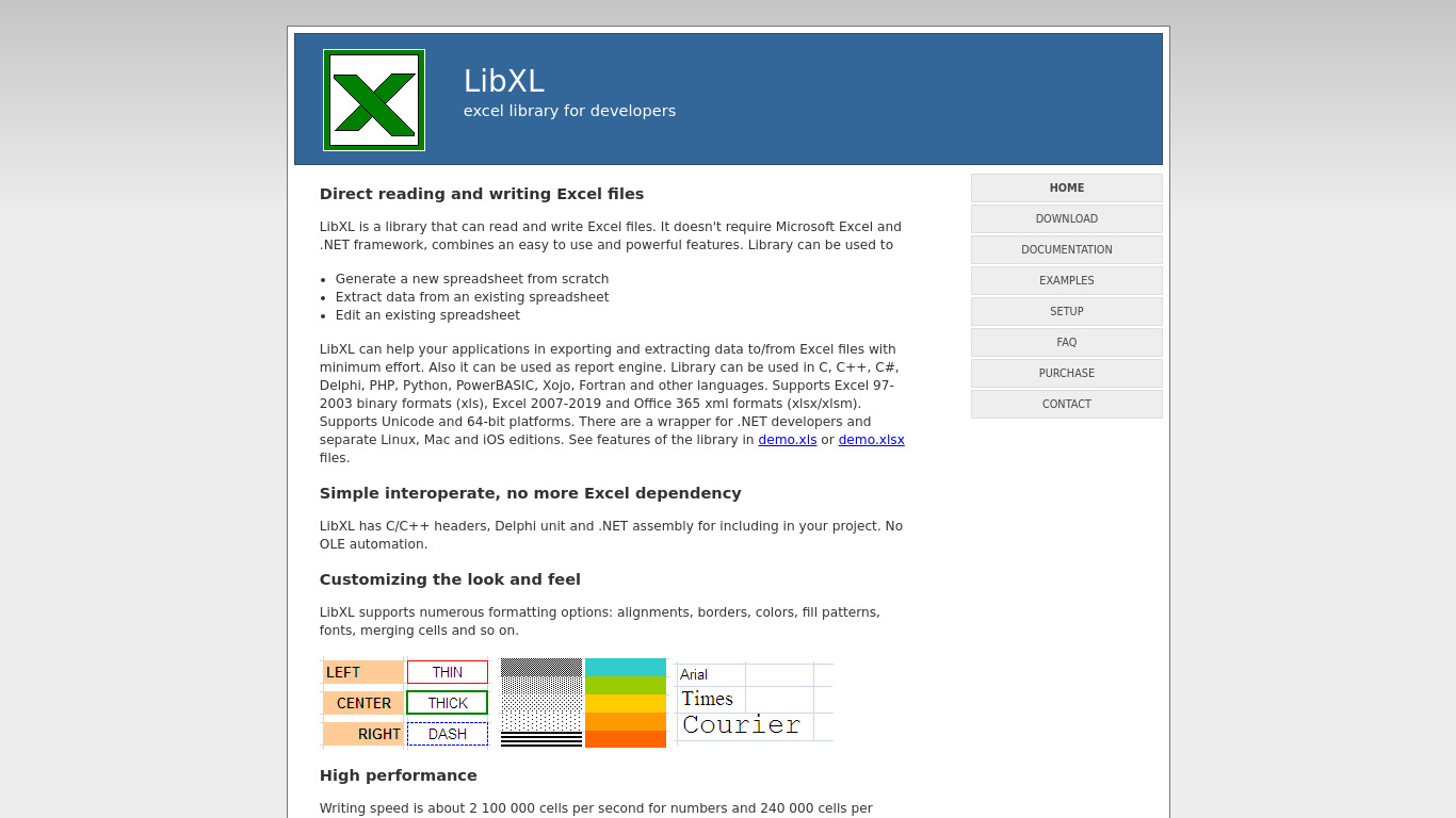 LibXL Landing page
