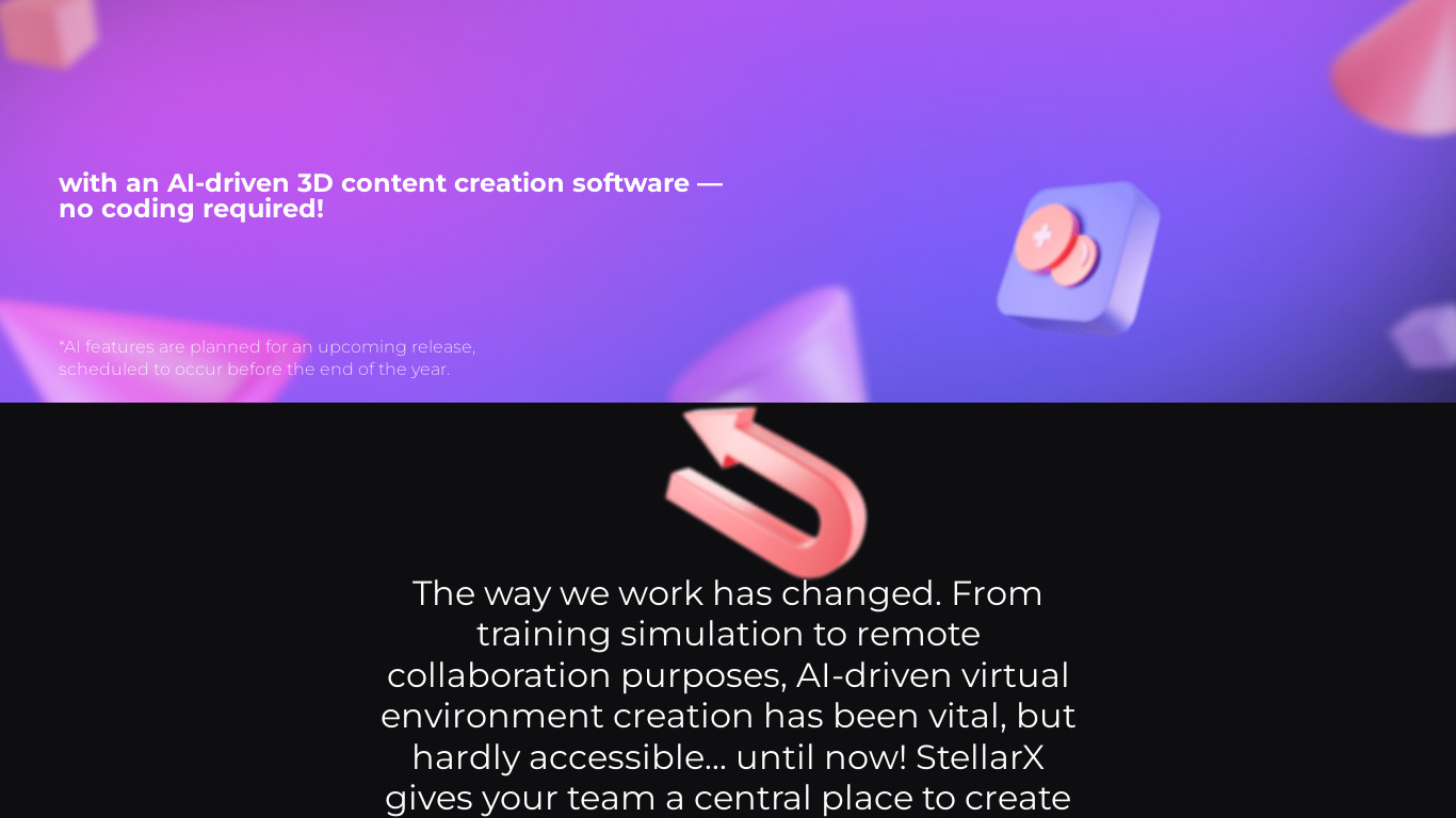 StellarX Landing page
