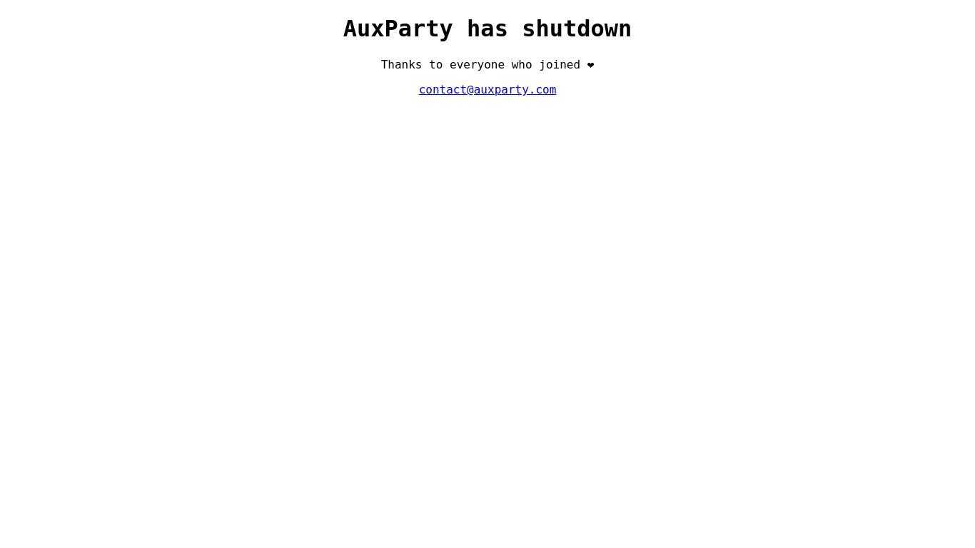 AuxParty Landing page