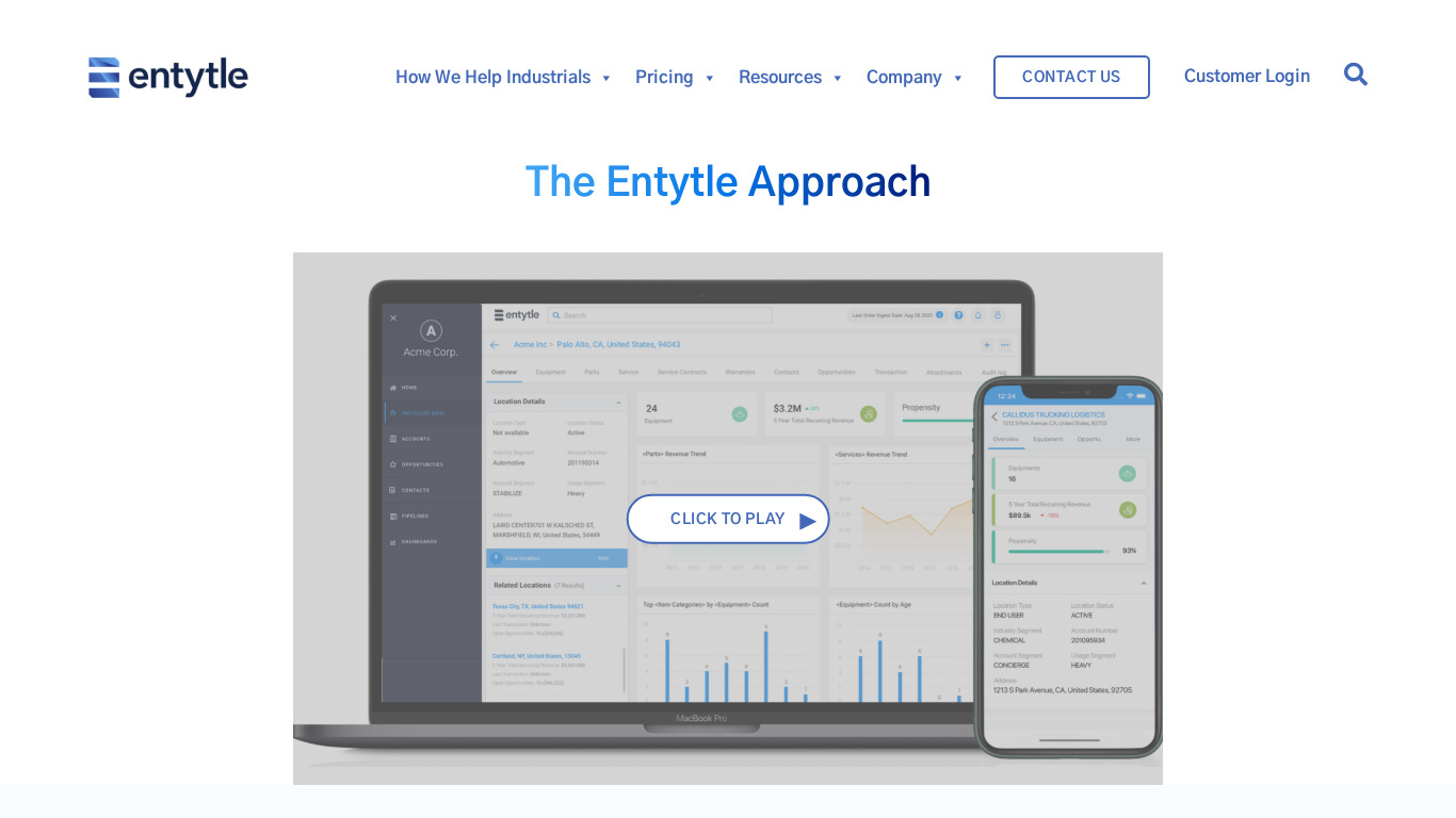 Entytle Landing page