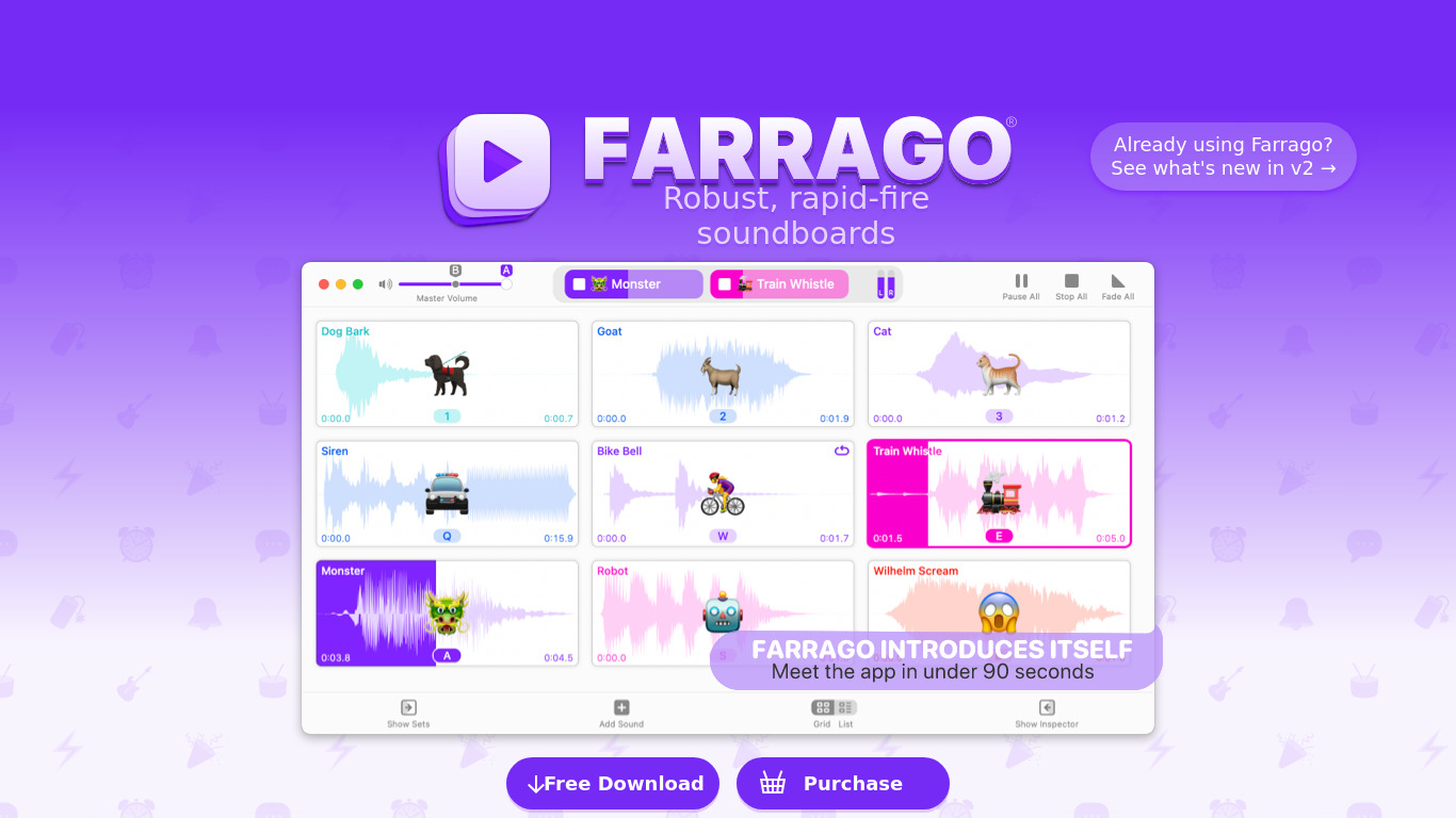 Farrago Landing page