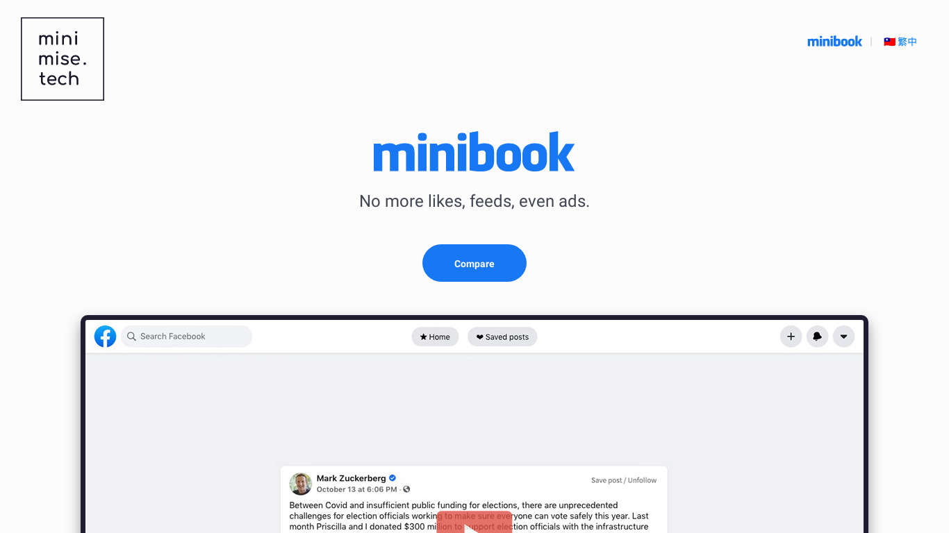 MiniBook Landing page