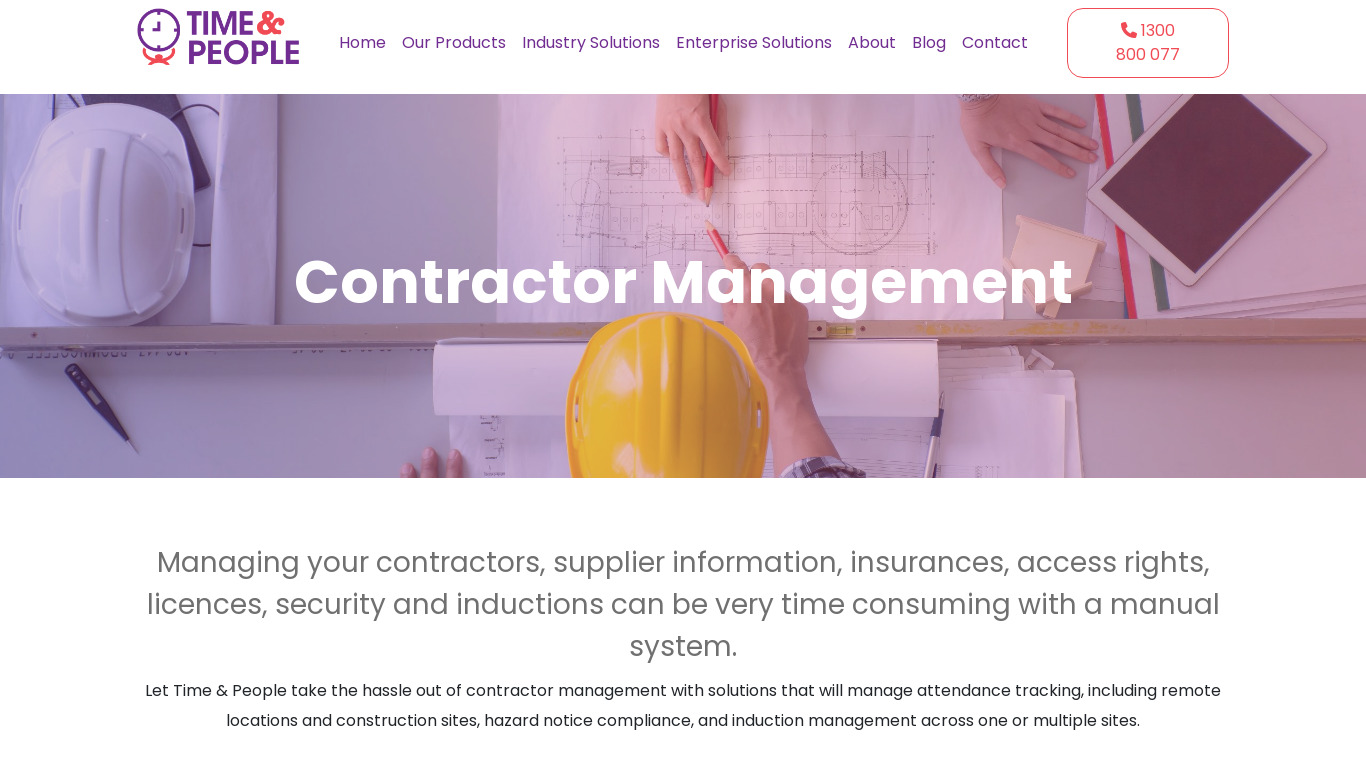 VMS Contractor Management Landing page