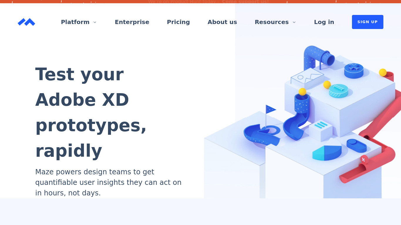 Maze for Adobe XD Landing page