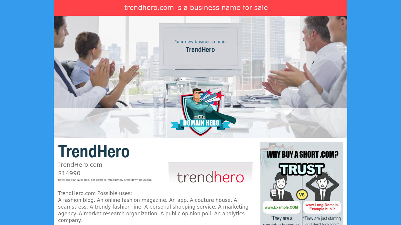 trendHERO Landing page
