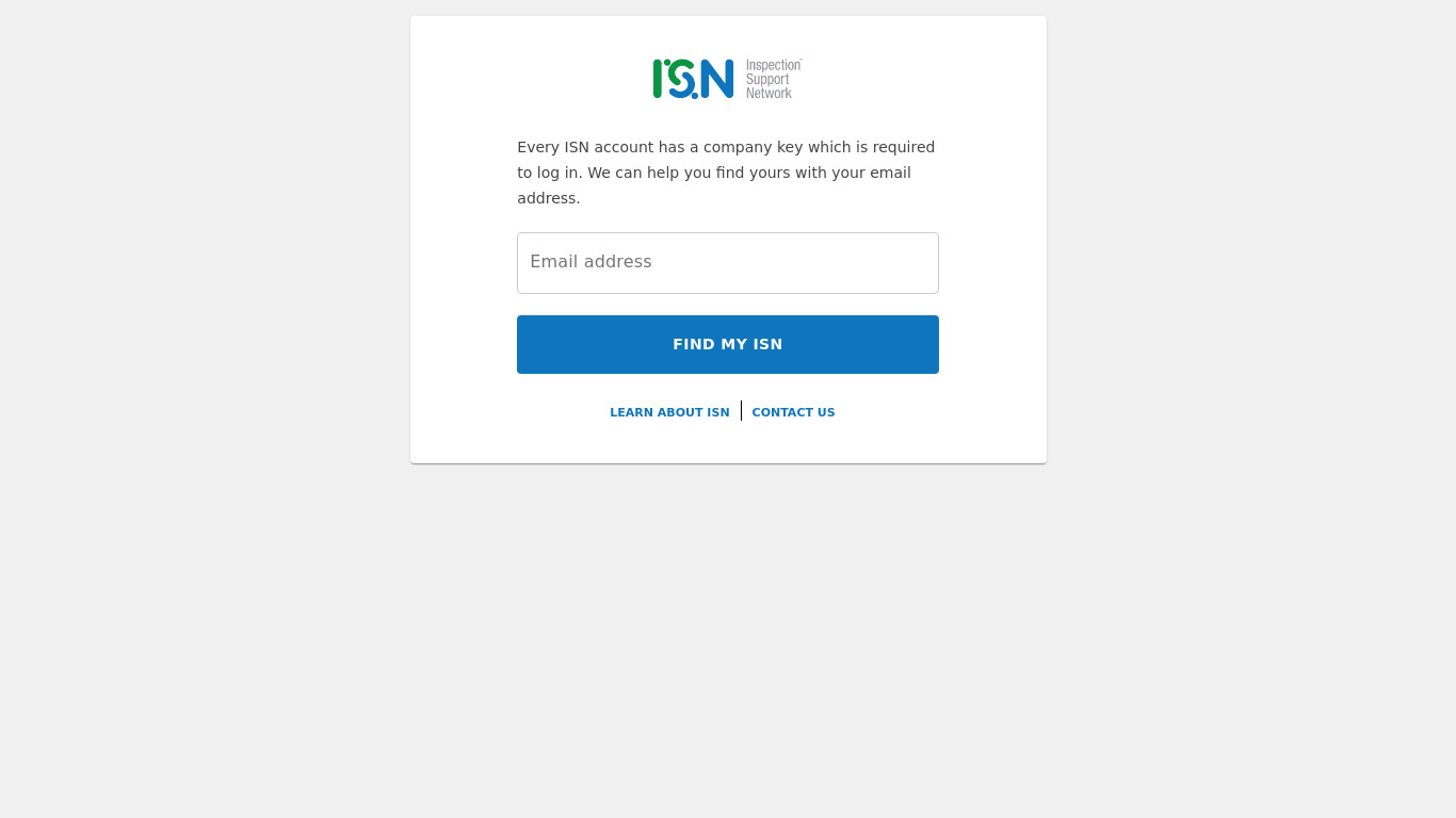 Inspection Support Network Landing page