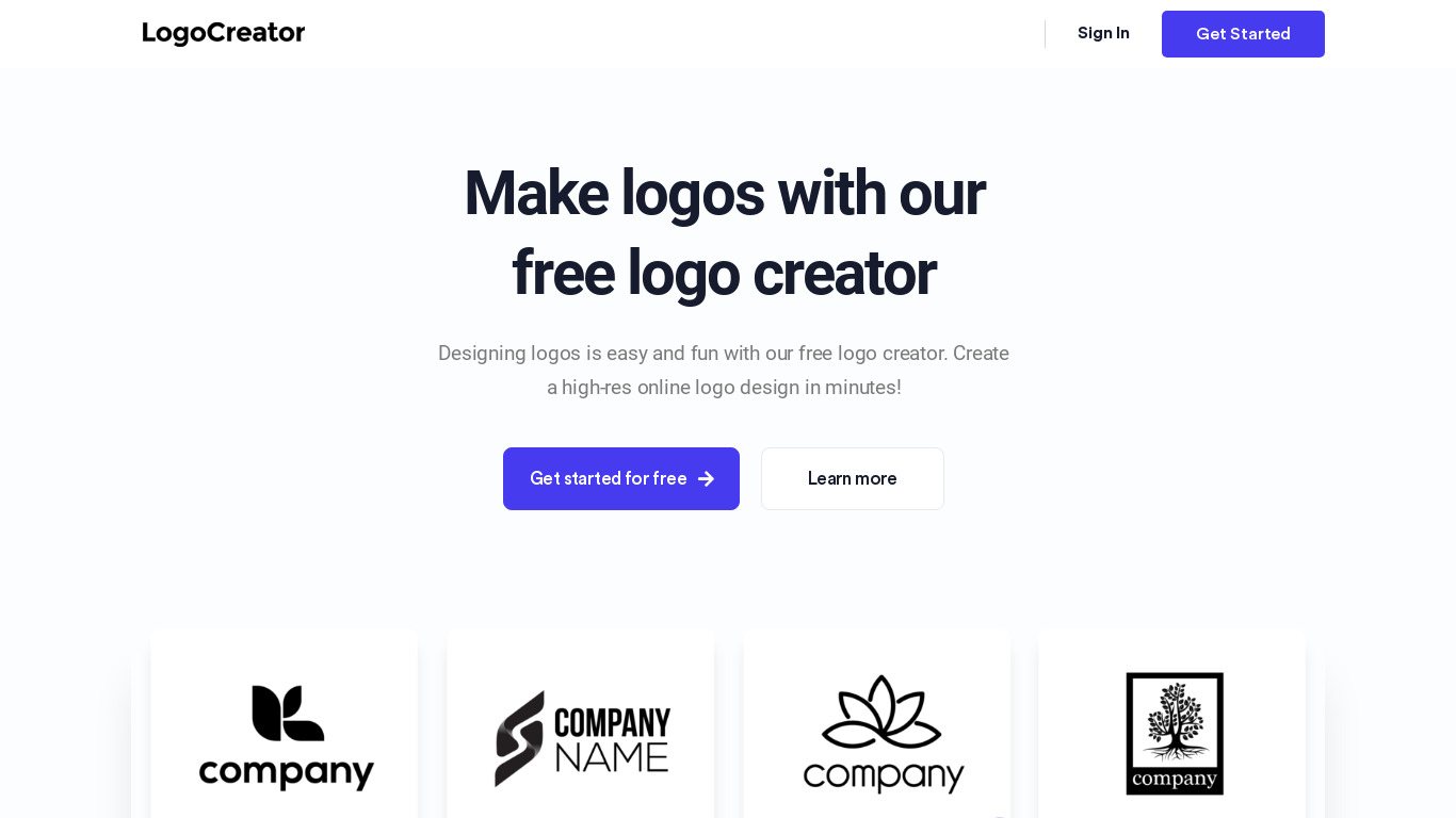 Logo Creator Landing page