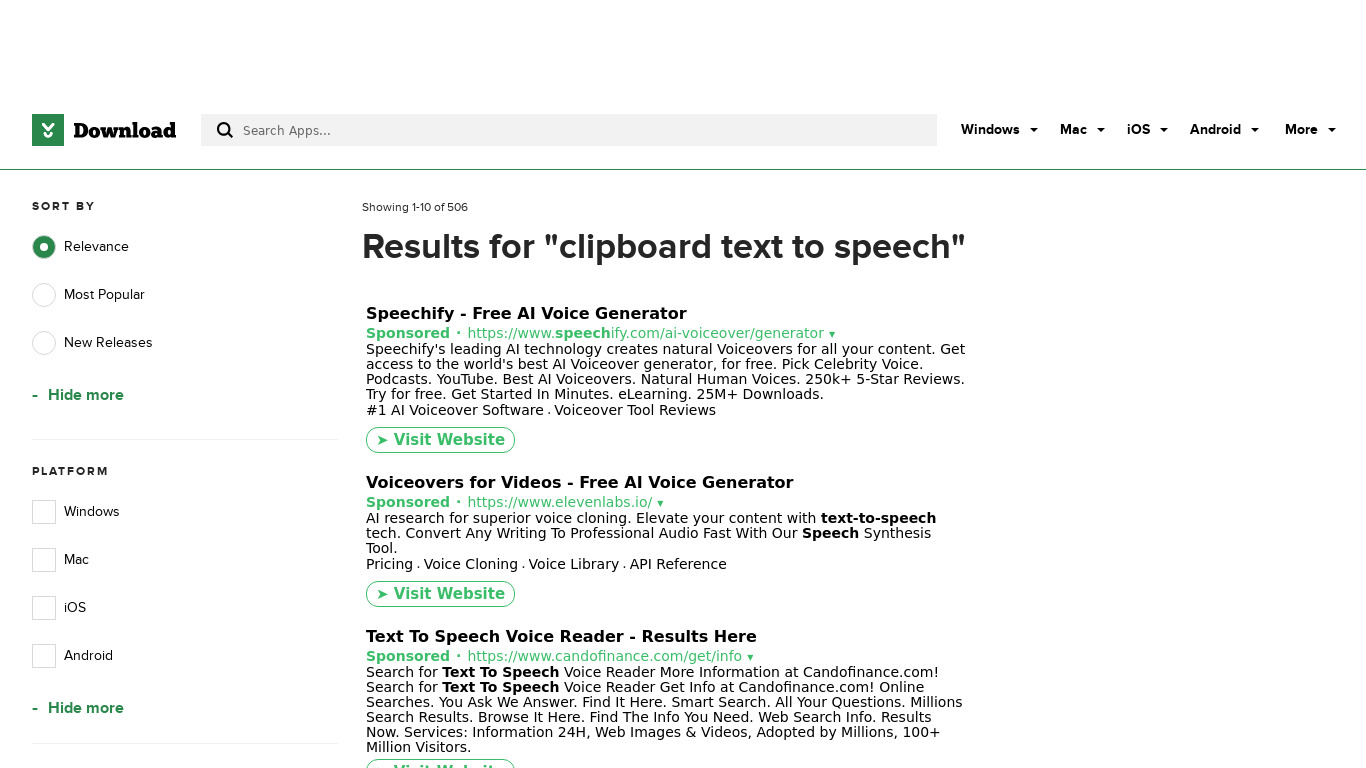 Clipboard/Text to Speech Landing page