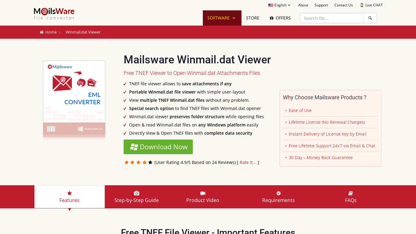 Mailsware Winmail.dat Viewer Landing page