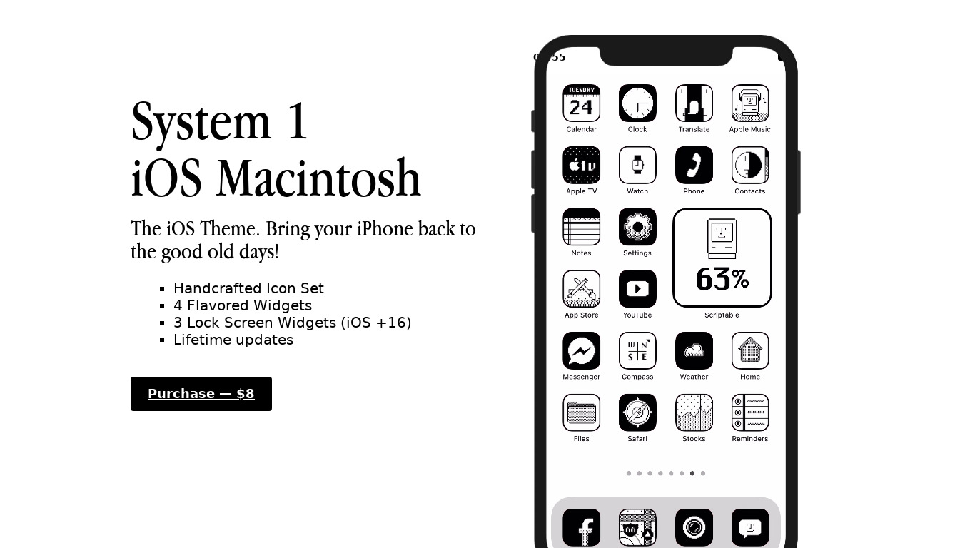 System 1 iOS 14 Icons Landing page