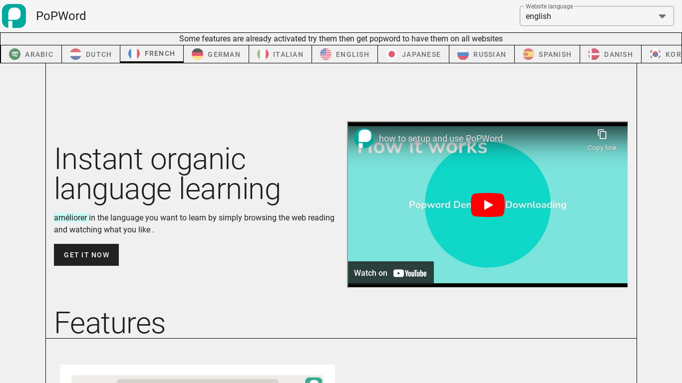 PoPWord Landing page
