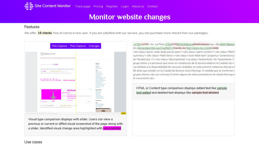 SiteContentMonitor Landing Page