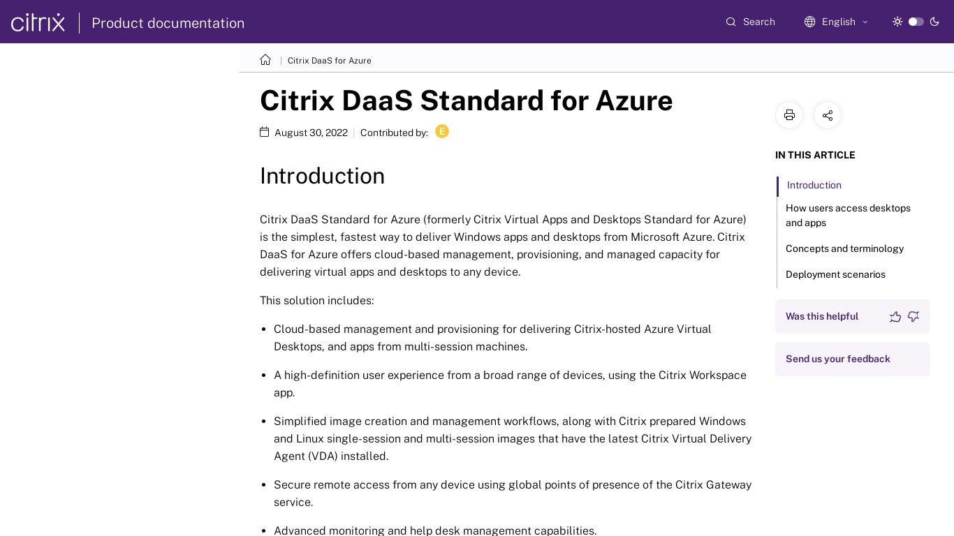 Citrix Virtual Apps and Desktops Landing page