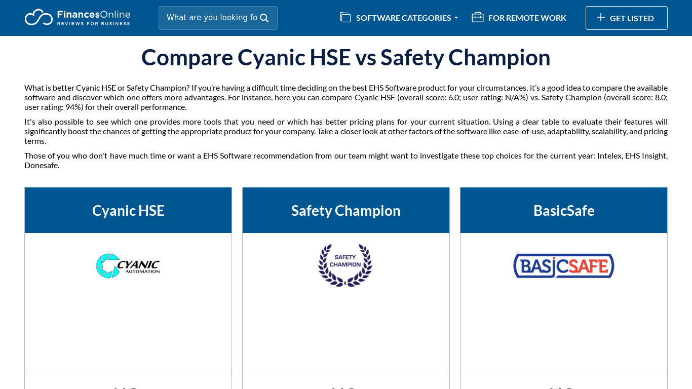 Cyanic HSE Landing page