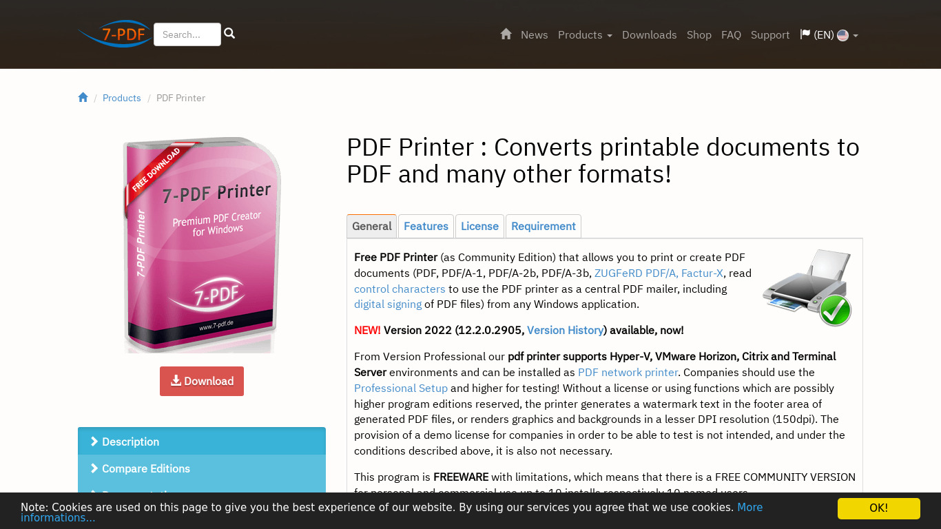 7-PDF Printer Landing page