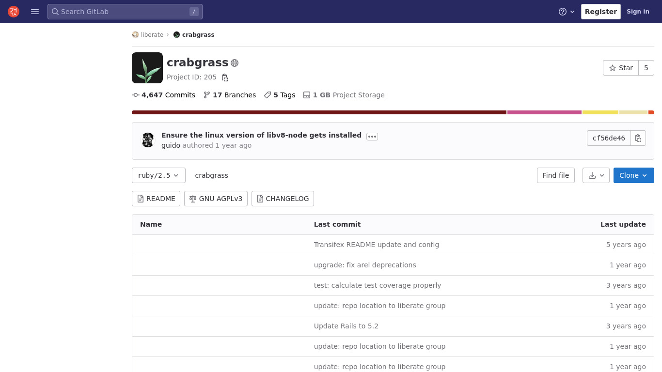 Crabgrass Landing page