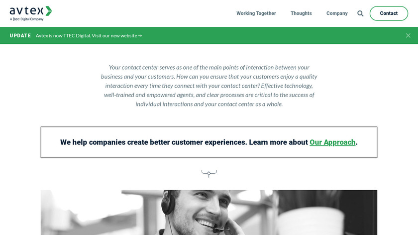 Avtex Contact Center Landing Page