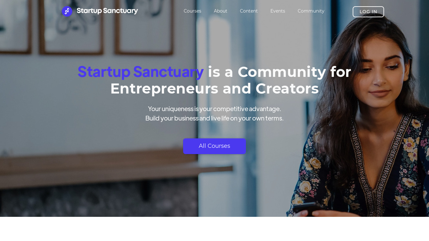 Startup Sanctuary Landing page