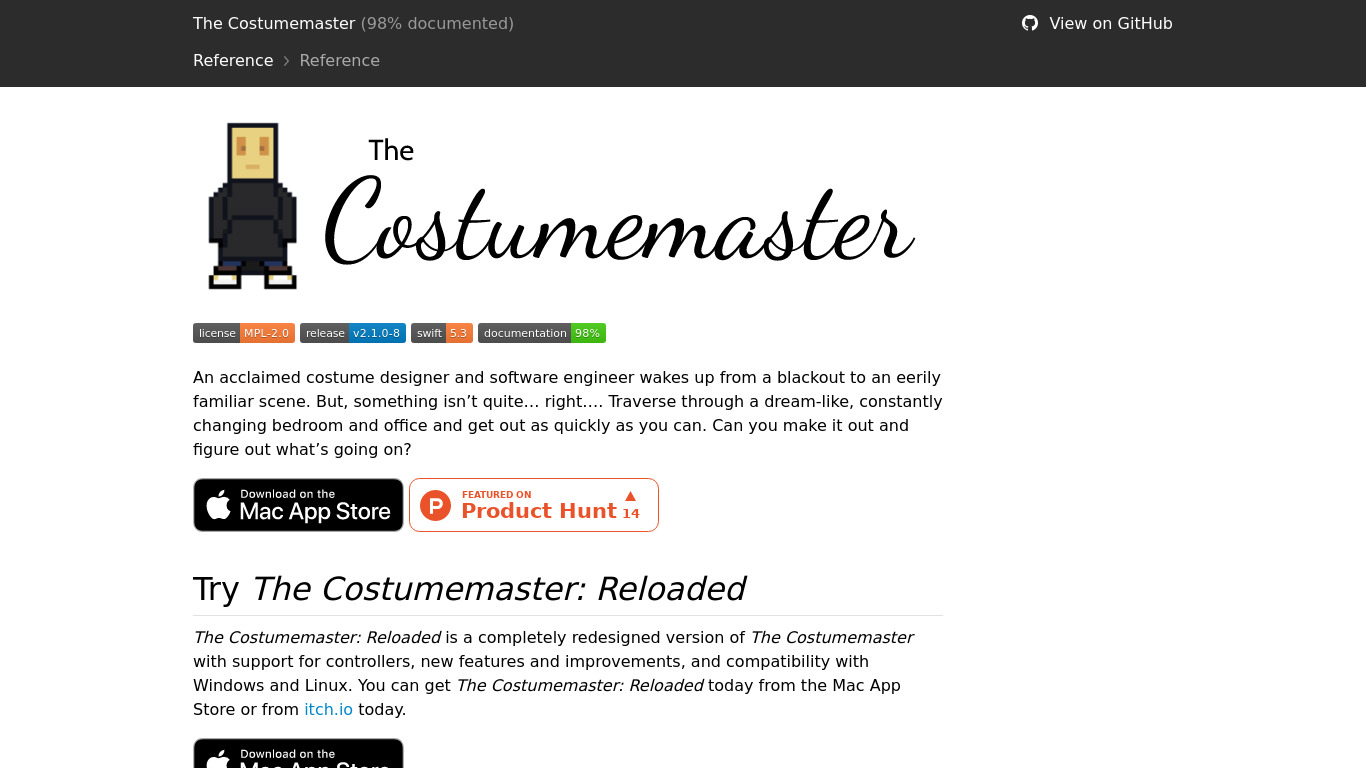 The Costumemaster Landing page