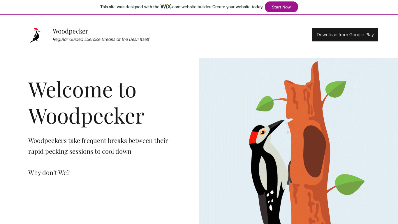 Woodpecker: Take a Break Landing page