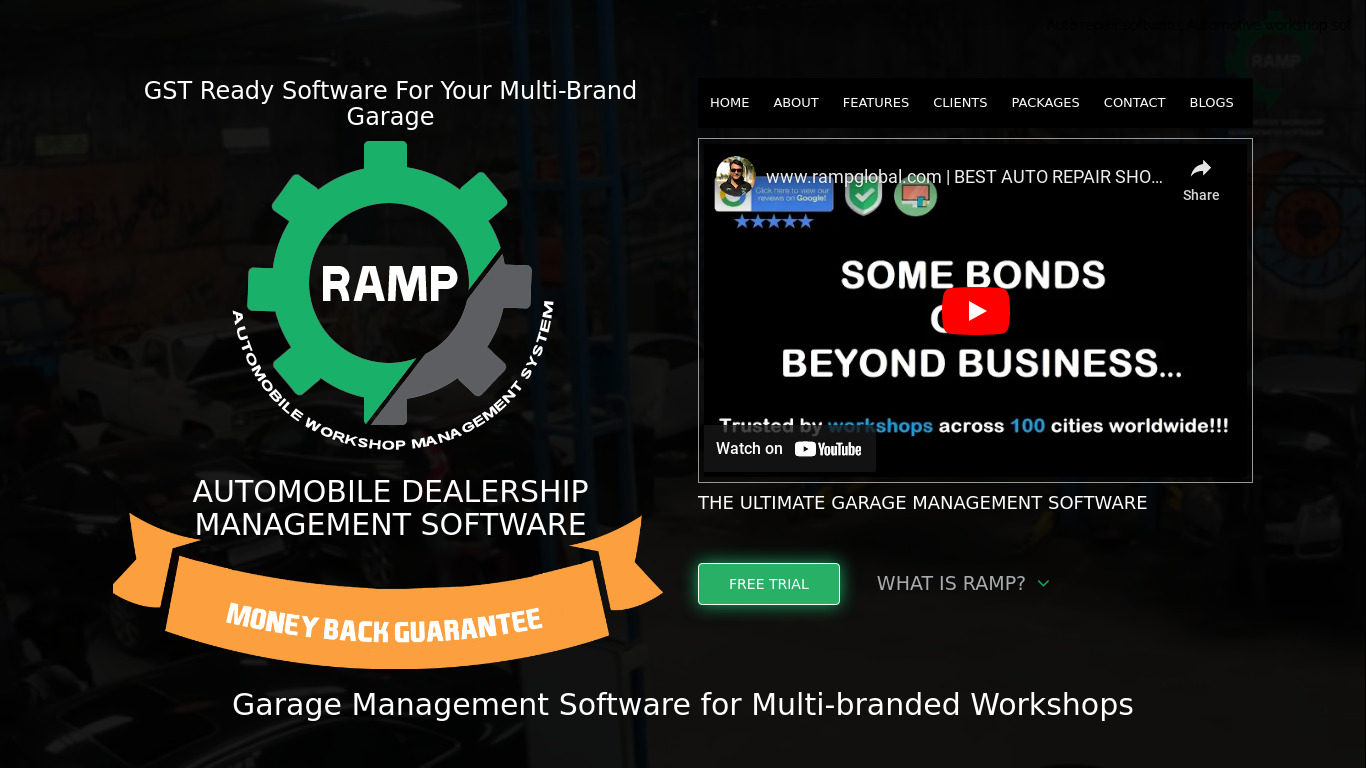 RAMP Garage Management Landing page