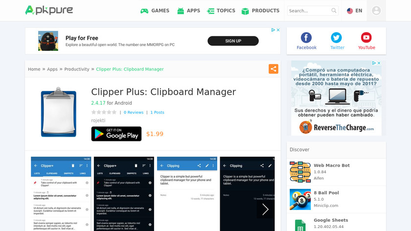 Clipper Plus Landing Page