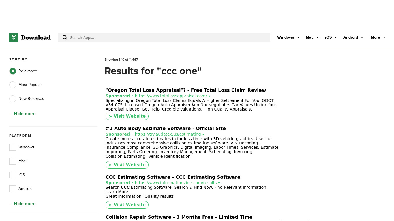 CCC ONE Landing page