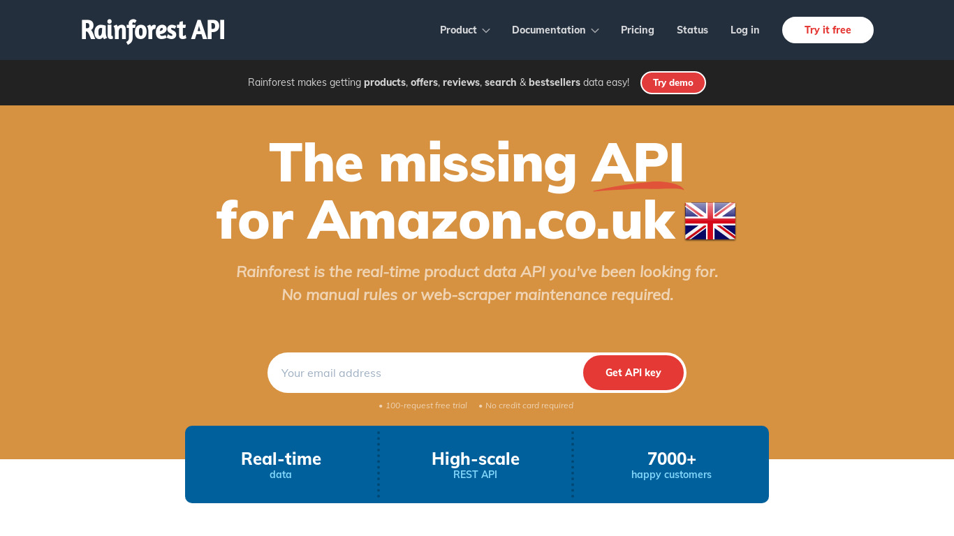 Rainforest API Landing page