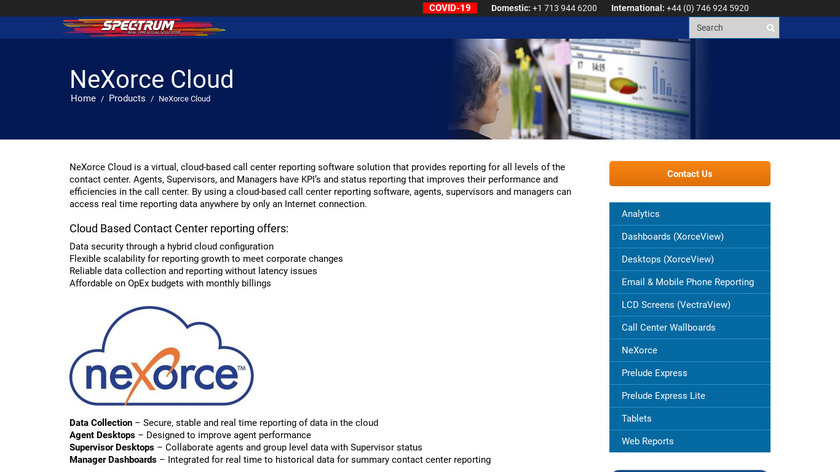 specorp.com Spectrum neXorce Cloud Landing Page